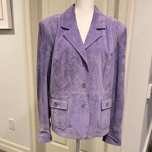 Women’s Lavender Suede Button Jacket, Size XL